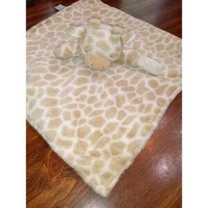 Plush Giraffe Lovey Security Blanket Tan White Animal Print Baby Snuggler